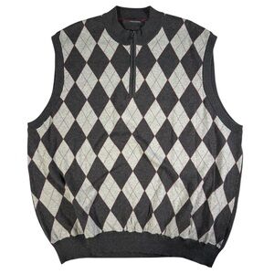 NWT Greg Norman XXL Argyle Diamond 1/4 Zip Mockneck Golf Vest Preppy Grandpacore
